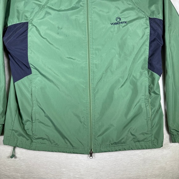 Vantage Yosemite Green Navy Colorblock Zip Up Hooded Windbreaker Jacket LG - Picture 7 of 10